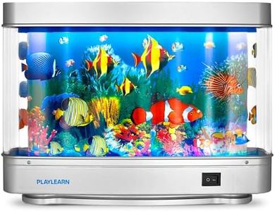 Playlearn Fake Fish Tank Mini Aquarium - Artificial Fish Tank with Moving Fish - Fake Aquarium Lamp - Perfect Sensory Lamp