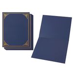 12-Pack A4 Certificate Holder with Pre-Cut Corner Slots, Blue and Gold Diploma Cover