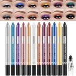 My Colors Eyeshadow Stick Set, 12Pcs Shimmer Cream Eyeshadow Pen High Pigmented Eye Shadow Stick Waterproof Long Lasting Eye Makeup Gift for Women Girls