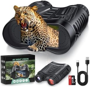 Letcmoi Jumelles Vision Nocturne - 4K 8X Digital Zoom, Visible 300M dans l'obscurité, 2600mAh Rechargeabled, 7 Niveaux IR, 3.2" HD LCD Lunettes Vision Nocturne pour la chass avec 32GB TF Go