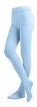 EMEM Apparel Women's Solid Colored Opaque Microfiber Footed Tights, Light Blue, B