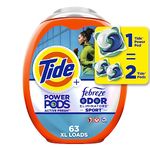 Tide Power Pods Laundry Detergent Pacs with Febreze Sport, 63 Count, Febreze Freshness with Sport Odor Defense