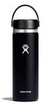 HYDRO FLASK - Water Bottle 591 ml (20 oz) - Vacuum Insulated Stainless Steel Water Bottle with Leak Proof Flex Cap and Powder Coat - BPA-Free - Wide Mouth - Black