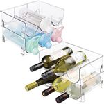 GuGo 2 Pack Stackable Water Bottle and Wine Organizer, Water Bottle Wine Bottle Holder Stand Dispenser, Drink Water Bottle and Wine Fridge Freezer Rack Container Storage Organiser Bin, Home Storage