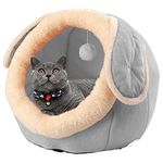 PowerKing Cat Bed for Indoor Cats,Cat House Furniture for Pet Kitten Tent Cave,Cute Dog Beds for Puppy Medium Dogs with Removable Washable Soft Cushioned Pillow,Grey