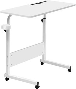 GRANDMA SHARK 80 × 40 cm Laptop Table for Sofa or Bed, Laptop Desk, Standing Height Adjustable Computer Desk, Portable Side Table, Bed Table, Sofa Table (White)