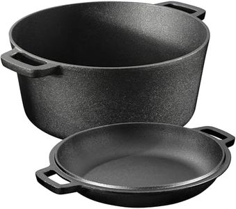 Navaris Pentola in Ghisa da Forno con Coperchio - Pentole e Padelle per Cuocere il Pane - Forno Olandese 4,7 l Ø 26 cm - Casseruola 2 Manici 2-in-1 - per Ogni Piano Cottura - Nero