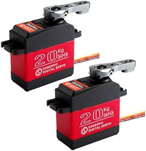2 Sets 20KG RC Digital Servo - Large Torque High Speed Full Metal Gear - Waterproof 180 Degree Servo Motor with 25T Servo Horn for RC Robotic Arm Model DIY Baja Car 1/10 Scale Crawler Truck Traxxas