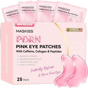 Maskiss PDRN Under Eye Patches (25 Pairs), Pink Eye Gel Pads with Caffeine Collagen Peptides, Eye Masks for Dark Circles Puffiness Fine Lines, Hydrating Soothing Self Care Gifts for Women