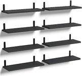 Boswillon Black Floating Shelves Set of 8 for Decor, Rustic Wood Hanging Shelves for Wall Storage, Shelves for Bedroom, Bathroom, Living Room - Black