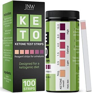 Ketone Test Strips, 100 Keto Test Strips for Keto, Low Carb Diet - Urine Test Strips, Ketosis Test Strips Urine, Keto Strips, Ketone Urinalysis Test Strips, Ketones Test Kit - Free eBook - JNW Direct