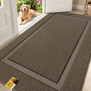 JSEI Door Mat for Entrance, Washable Low Profile Doormat for Front and Back Door, Absorbent Dirt-Trapping Entryway Rugs with TPR Non-Slip Backing for Wet Shoes and Dirty Paws, 36" x 60", Light Brown