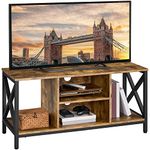 Yaheetech TV Stand for 50 Inch TV, Industrial TV Cabinet with X-Shape Structures & Open Shelves, Media Entertainment Center for Living Room & Bedroom, Rustic Brown