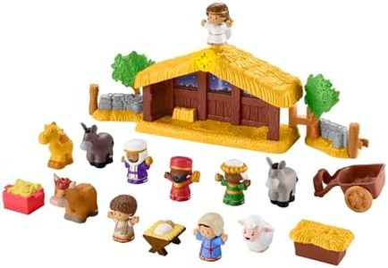 Fisher-Price Little People Coffret Crèche avec 12 Figurines, De La Musique Et Étoile Lumineuse, 18 Éléments De Jeu, Jouet Enfant, Dès 1 an, HMX70