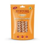 Pet Munchies Small Buffalo Dental Chews, Healthy, Natural and Long-Lasting Dog Treats, Grain Free and Low in Fat 55g, Pack of 8 (32 Chews)