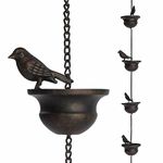 Gutters Rain Chains, 7.8ft Rain Chain Downspout, Decorative Rain Chimes with Attached Hanger and 8 Birds, Easily Install Rain Chain Installation, Elegant Rain Chain Cups for Divert Water Away