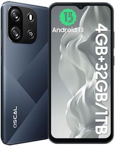 OSCAL Flat 1C Telephone Portable, 4GB+32GB/SD-1To, 6,52" IPS HD Écran, Smartphone Pas Cher Batterie 4700mAh, Android 13, Caméras 8MP+5MP, Smartphone Double SIM/Face ID/GPS/2Ans De Garantie - Noir