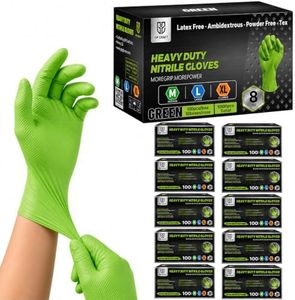 GP CRAFT 8Mil Green Nitrile Gloves1000pcs, Latex & Powder Free, Diamond Grip, High Vis for Automotive, Construction, Cleaning (1000, XL)