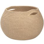 Goodpick Cute Round Basket - Cotton Rope Jute Baskets in Living Room Woven Towel Basket Bedroom Storage Bakset for Children Corner Plant Basket Indoor, Hemp, 10"D x 8.3"H