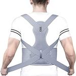 Aollop Posture Corrector Men Women - Back Brace with Breathable Adjustable Elastic Bands Support Bars Posture Improve Back Pain Association Back Straightener (Grey)