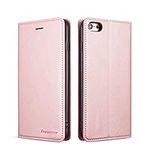 QLTYPRI Case for iPhone 6 iPhone 6S, Premium PU Leather Cover TPU Bumper with Card Holder Kickstand Hidden Magnetic Adsorption Flip Wallet Case Cover for iPhone 6 iPhone 6S - Rose Gold