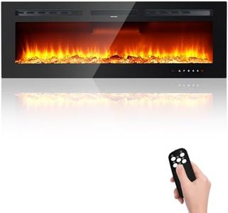 GarveeHome 60" Recessed and Wall Mounted Electric Fireplace, Low Noise, Remote Control with Timer, Touch Screen, Adjustable Flame Color and Speed, 750-1500W