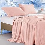 Marchpower Cooling Blanket, Arc-chill Cooling Fiber Summer Blankets, Double-sided Lightweight Cool Blanket for Night Sweats Adult Kids Hot Sleeper, Breathable Comfort, Super King Size, 200x220cm,Pink