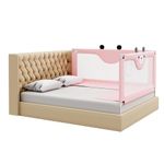 KIDS STATION™ Baby Bed Rail Guard for Kids Safety (L- 6'6" or 200cm + L- 6' or 180cm), H-2'6" or 80cm, Adjustable Height, Foldable Safeguard for Baby Proofing King Size Bed (6'6" x 6'0", 2 Side, Pink)