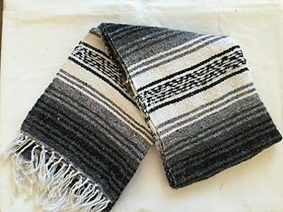 (Black) - MEXIMART's Authentic Mexican Falsa Blanket Hand Woven (Black)