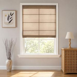 Joydeco No Drill Roman Shades, Light Filtering, 70" W x 72" H, Brown