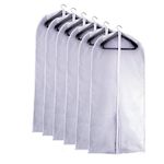 Garment Bag Clear Plastic Breathable Garment Bags Cover for Clothes Storage Suits Dress Dance Zippered Breathable Pack of 6 (24‘’ X 48‘’)