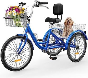 YITAHOME 7 Speed Adult Tricycle, 26 Inch 3 Wheel Bikes, Trike Bike for Adults with Removable Baskets, Cruiser Bike for Seniors Women Men Shopping Picnic Outdoor Sports, Blue