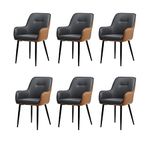 TUKAILAi Dining Chairs Set of 6 Faux Leather Thick Padded Seat Kitchen Chairs Accent Chairs with Backrest and Sturdy Metal Legs, Occasional Reception Chairs for Lounge Living Room Office