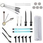 Pipe Cleaners Tool Set,Brushes & Spoons Kit,(50Pieces Cotton Cleaners,8 Pcs 4 Types of Brushes,5 Pcs Scrapers,5 Screen pipe filters,2 Pcs Spoons,1 Piece Nylon Brush Set)