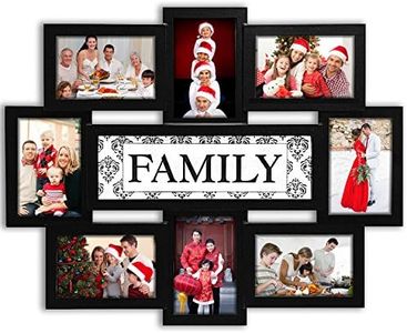 Jerry & Maggie - Photo Frame 22x17 Wood Tone Family Picture Frame Selfie Gallery Collage Wall Hanging For 6x4 Photo - 8 Photo Sockets - Wall Mounting Design