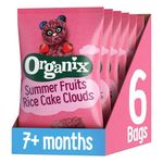 Organix Summer Fruits Rice Cake Clouds, Baby Rice Cakes Snack, Finger Food, 7+ Months, 40 g (Pack of 6)