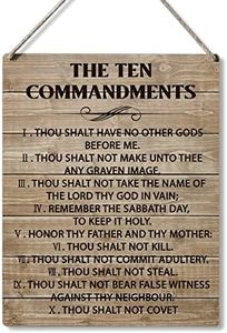 Inspirational Signs Gift Farmhouse the Ten Commandments Thou Shalt Have No Other Gods Before Me Wooden Hanging Sign Rustic Wall Art Home Office Living Room Decoration 10 x 8 Inches…