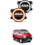 LOVMOTO 4 inch LED fog lights with DRL and Amber Turn Signal Fog Light Round White Light LED Fog Light Assembly Fog Lamp Compatible with All Cars Comfortable For Mar-uti Suz-uki Ee-co