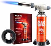 Butane Torch Kitchen Blow Lighter - Japan's Original Culinary Torches Head Chef Cooking Professional Adjustable Flame with Stabilizing Stand for Creme Brulee, Baking, BBQ (Butane Fuel Not Included)