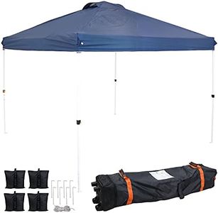 Sunnydaze 12 x 12 Foot Premium Pop-Up Canopy with Rolling Carry Bag - Portable Straight Leg Folding Shade Shelter - Blue