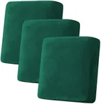 H.VERSAILTEX Velvet Stretch Couch Cushion Cover Plush Cushion Slipcover for Sofa Cushion Furniture Protector Seat Cushion for Christmas Sofa Cover (3 Piece Sofa Cushion Covers, Christmas Green)