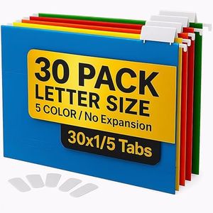 30 Pack Hanging File Folders Letter Size - A4 Colored Hanging Folders for Filing Cabinet with 1/5-Cut Adjustable Tabs Files for Filing Cabinet Organizer File Hangers for Files Cabinets with Hooks
