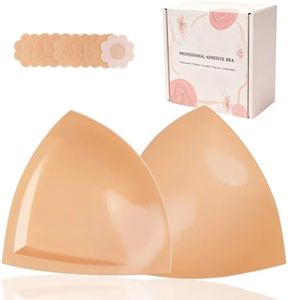 DEPOVOR Double-Sided Adhesive Bra Inserts, Large Size Lightly Padded for D+ Cups, Reusable Lifting Enhancers for Large Busts Beige