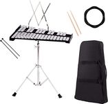 COSTWAY 30 Notes Glockenspiel Bell Kit, Percussion Xylophone with 8'' Practice Pad, Adjustable Height Stand, Mallets, Drumsticks, Music Stand and Carrying Bag