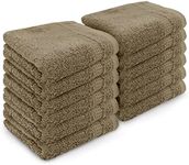 Velosso 12 Pack Premium Soft 100% Egyptian Cotton Ring Spun Soft Feel Face Cloths Flannel High Absorbent Spa, Gym, Sauna Face Towel (Natural)