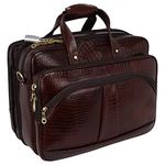 HYATT Leather Accessories 16 Inch 24 litres Capacity Leather Laptop Office Briefcase for Men Upto16 inch Laptop Compartment Dimension-L-16 X H-12 X W-6 Inch Weight-1.4 KG (C BROWN)