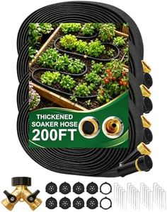 Bluepro Flat Soaker Hose, 200 ft, 4 x 50 ft Hoses with Brass Splitter