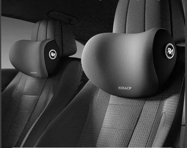 SELLFUN Cars Necks Pain Relief Pillow, 100% Memory Foam Car Seat Head Rest Pillows Necks Support, Neck Pain Relief Pillows for Car & Office, car Gift, (Pack of 1_Gray)