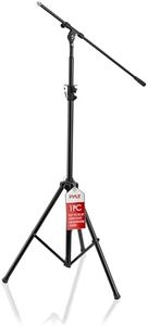 Pyle Heavy Duty Microphone Stand with Boom Arm – Adjustable Height 51”–78”, Telescoping 29.5” Boom, 5/8” Adapter, Studio & Stage Mic Stand