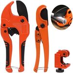 Tanstic 3Pcs Ratchet PVC Pipe Cutter Tool and PEX Straight Cut Pipe Cutter with Mini Tube Cutter, Ratchet-type Pipe Cutter One-hand Fast Pipe Cutting Tool PEX Tube Cutters for Pipe Cutting T-667